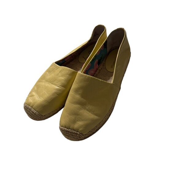 Sam Edelman Yellow Leather Espadrille Flats With Woven Jute Sole Womens Size 8.5 - Picture 1 of 9